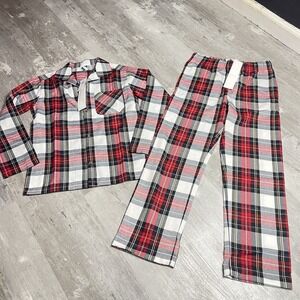 Old Navy Kids Unisex Flannel Pajama Sz 10/12‎  Red Black Plaid Z-274